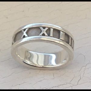 Tiffany Sterling Silver Atlas Band Ring Size 6
